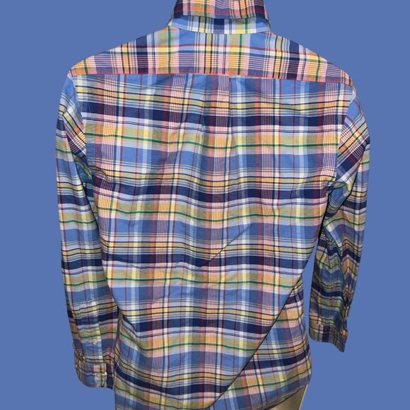 Ralph Lauren Button Down Collar Blue/Yellow Plaid Shirt Size Small #25 - Picture 4 of 6